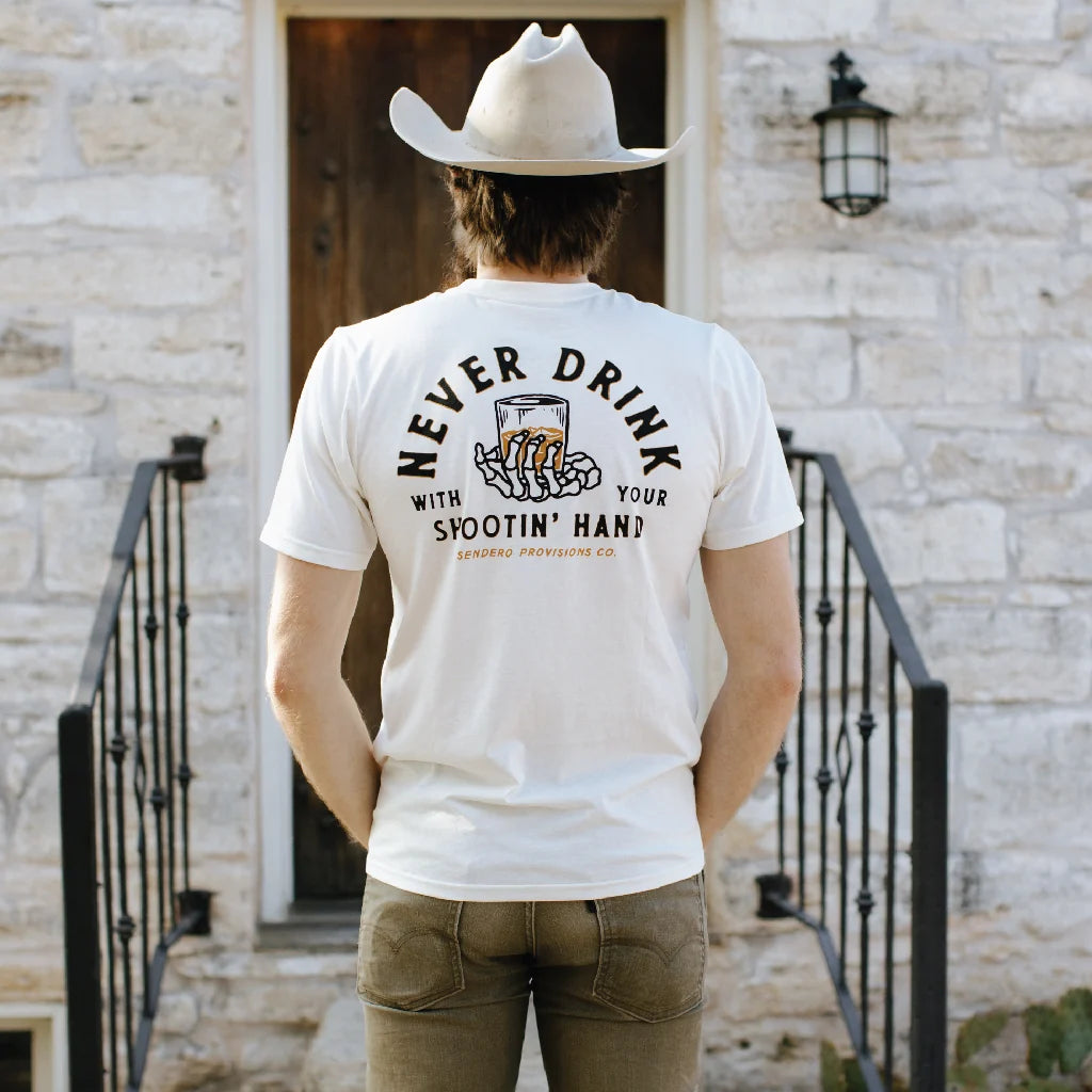 Sendero Provisions Co. Mens Shootin Hand T-shirt vintage white