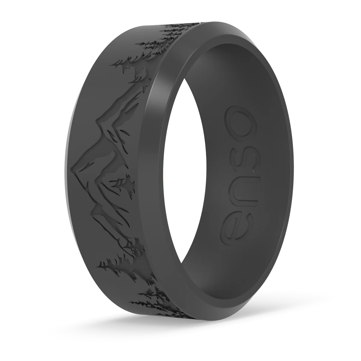 Enso Mens Etched Bevel Ring Slate Peak