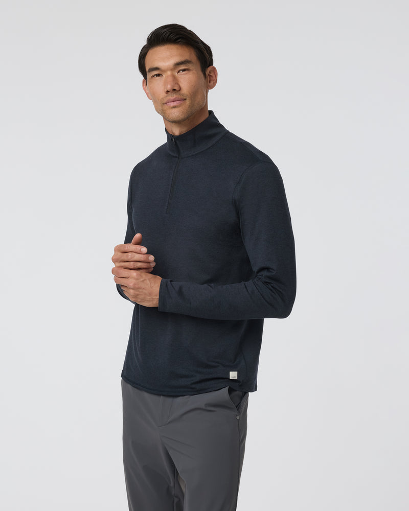 Vuori Mens Ponto Half Zip Mock Neck Huckleberry Heather