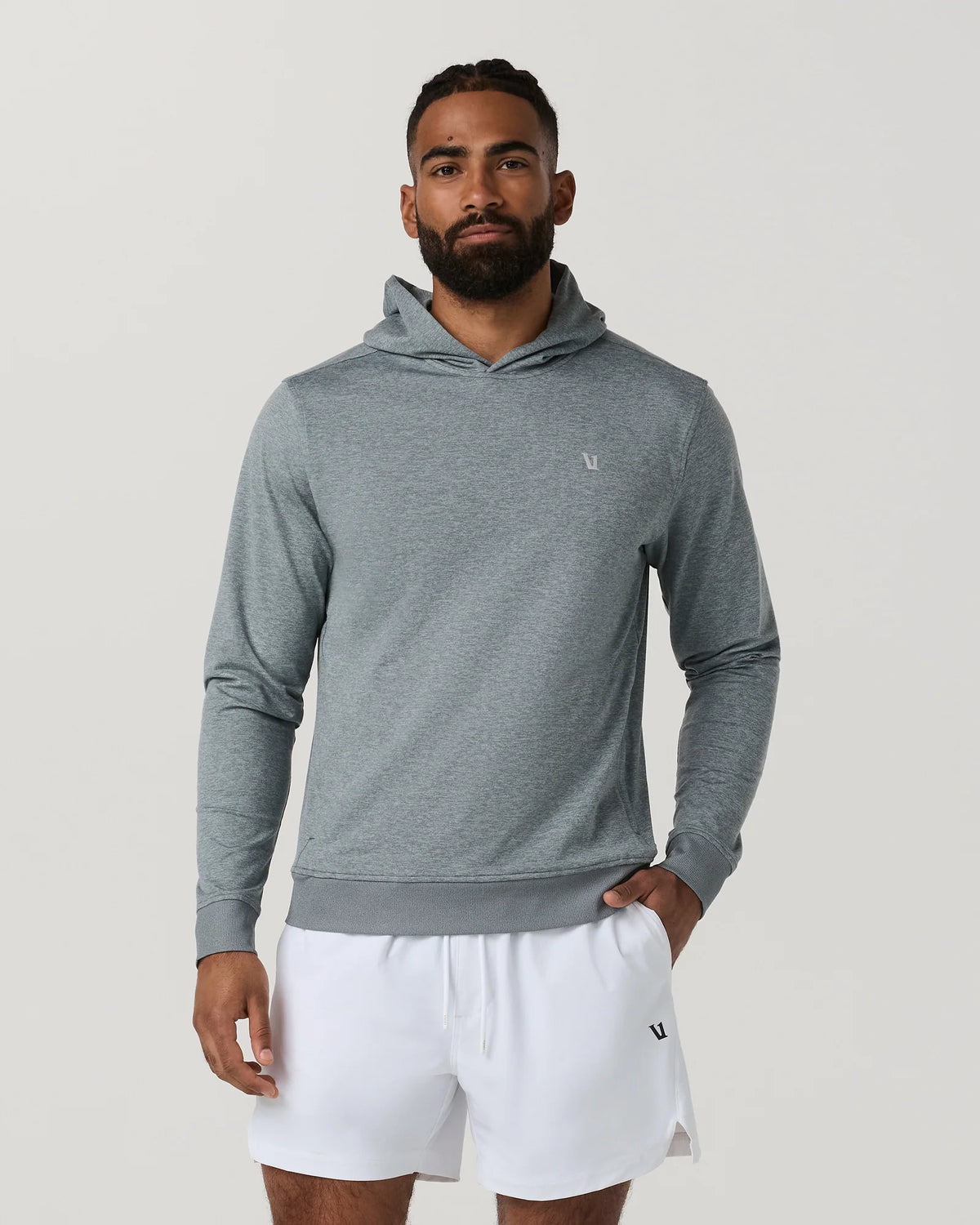 Mens Vuori M Ponto Pullover Hoodie Foggy Blue Heather