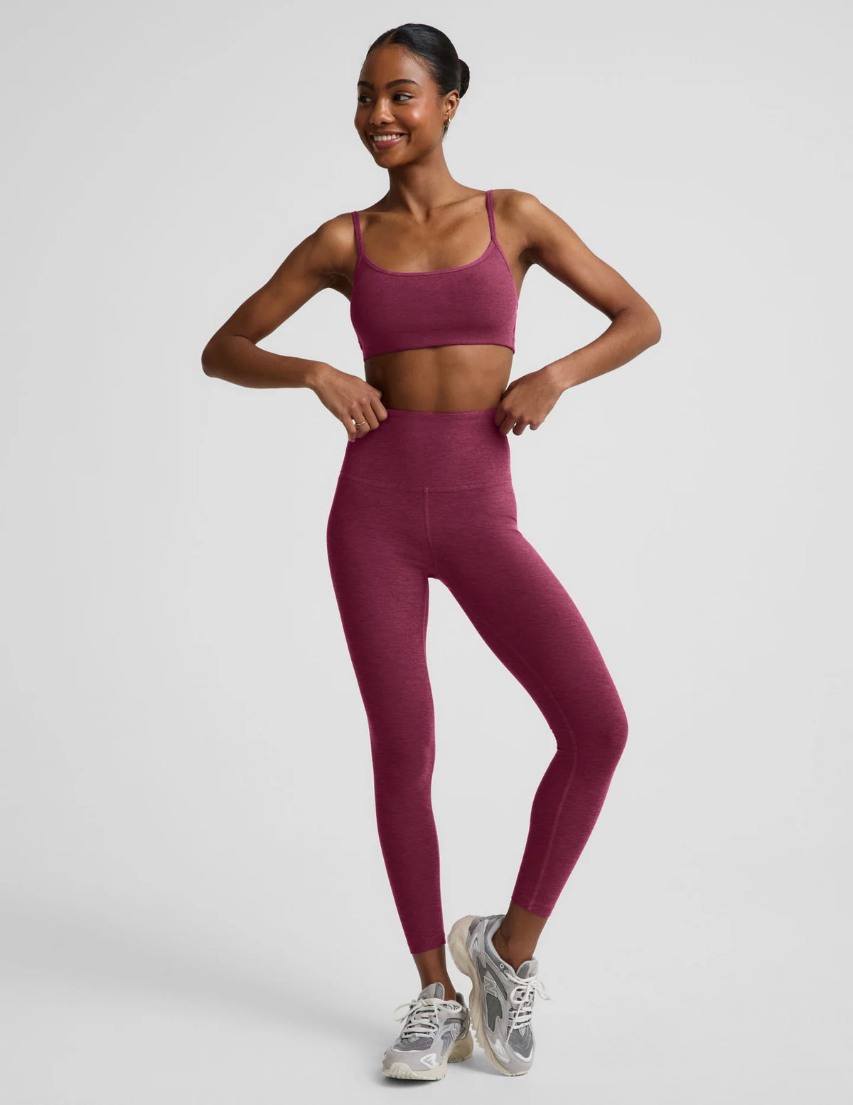Beyond Yoga Womens Spacedye Caught In The Midi Heavyweight Legging Smooth Mauve Heather