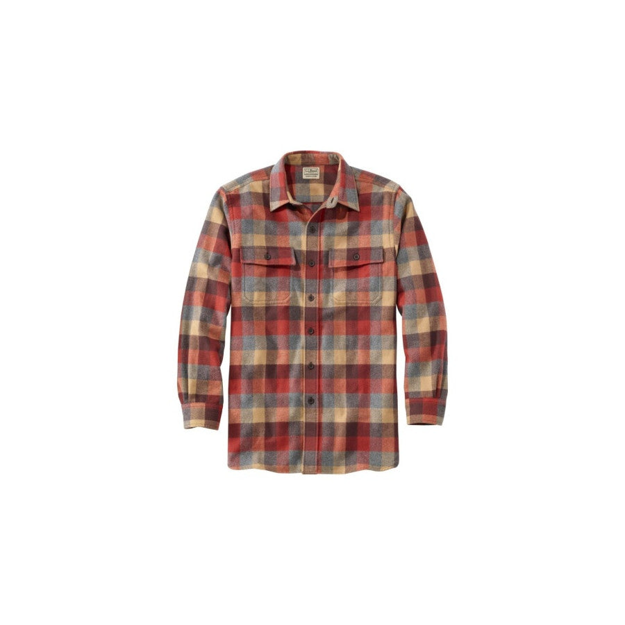 L.l.bean Llb M Chamois Shirt Plaid Apple Cinnamon