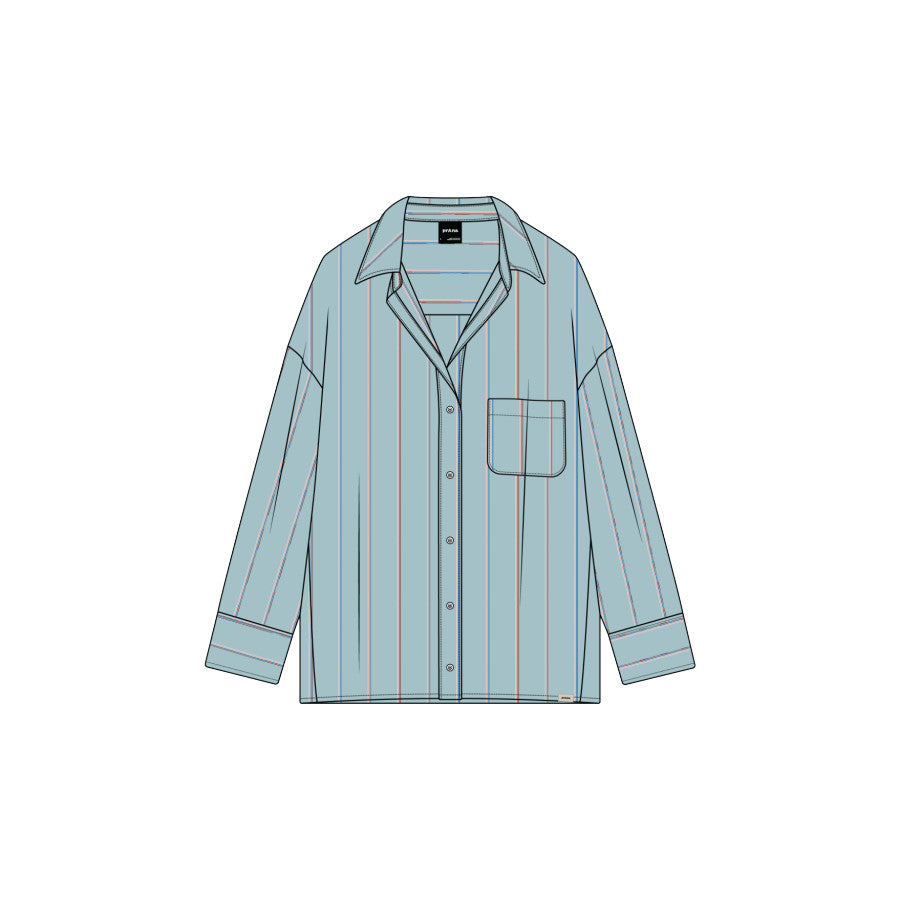 Prana Golden Gardens Button Down Ls AQUA MARINE STRIPE