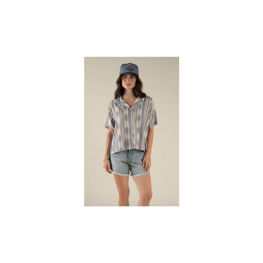 Sendero Provisions Co. Sendero W Isla Top Tuscon Stripe: Faded Teal