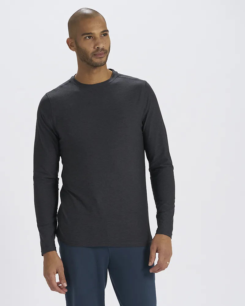 Vuori Mens Long Sleeve Strato Tech Tee Charcoal Heather