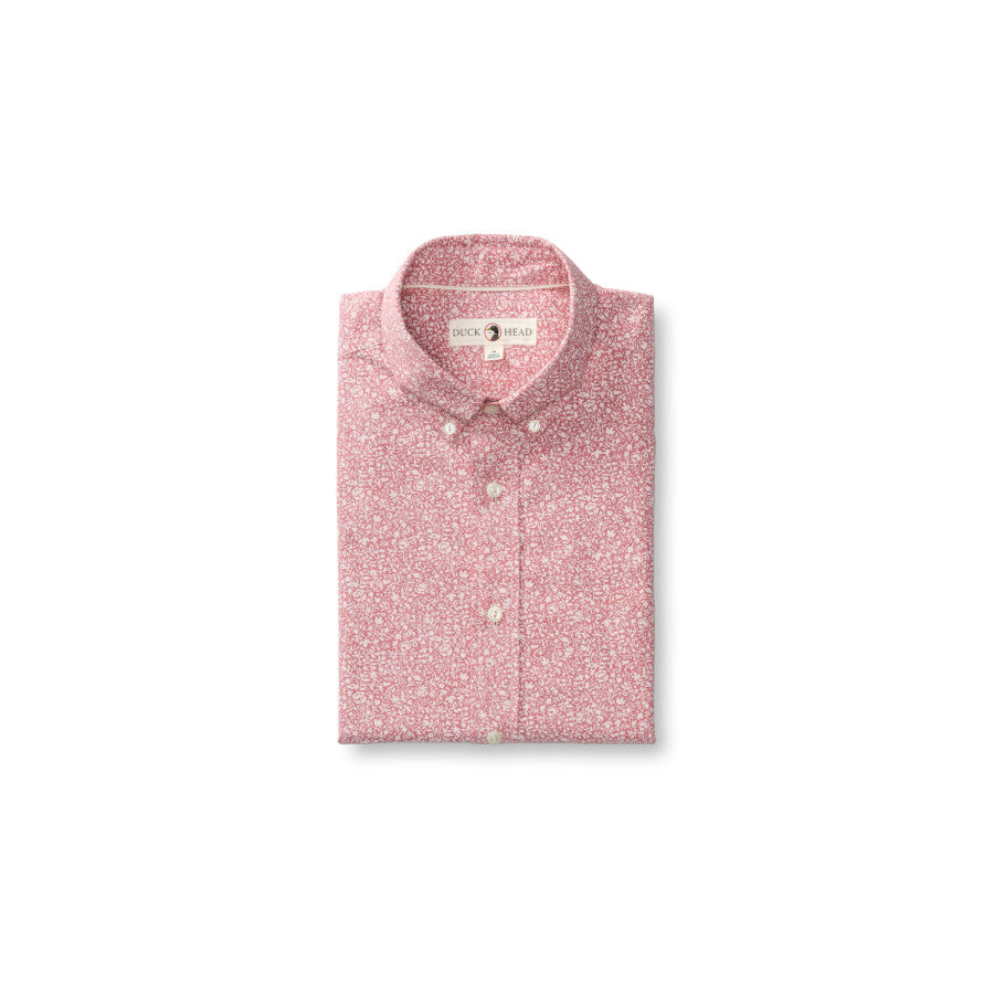 Duck Head Ss Cotton Chambray Sport Shirt Woodville Floral ROSEWOOD (672)