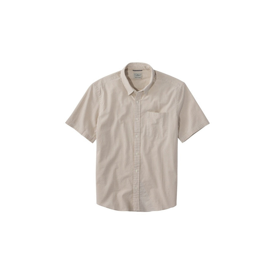 L.l.bean Llb M Comfort Stretch Seersucker Shirt Khaki