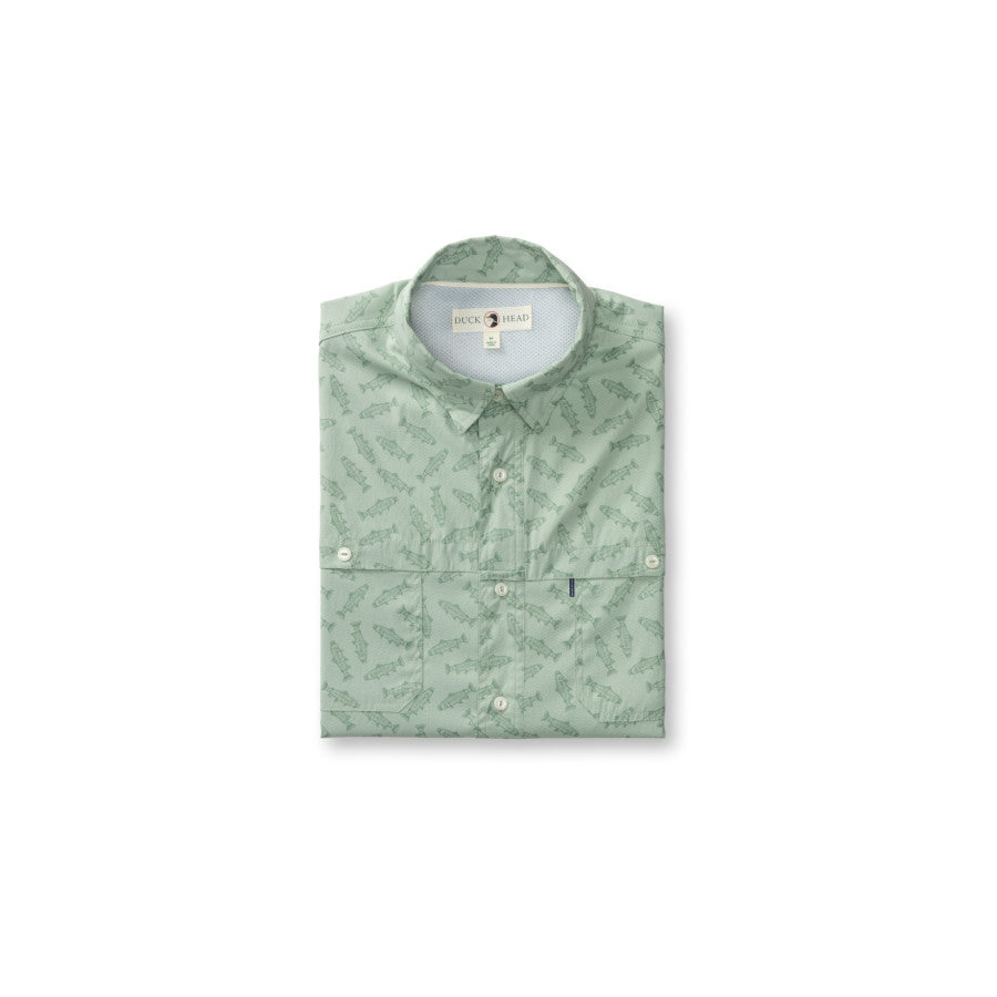 Duck Head Ls Performance Dobby Guide Shirt Angler Print SAGE (335)