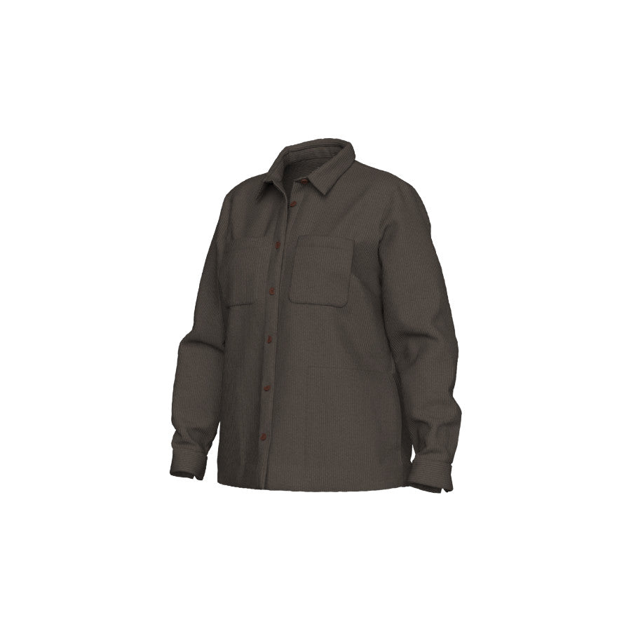 L.l.bean Llb W Comfort Corduroy Relaxed Ls Shirt Dark Cinder