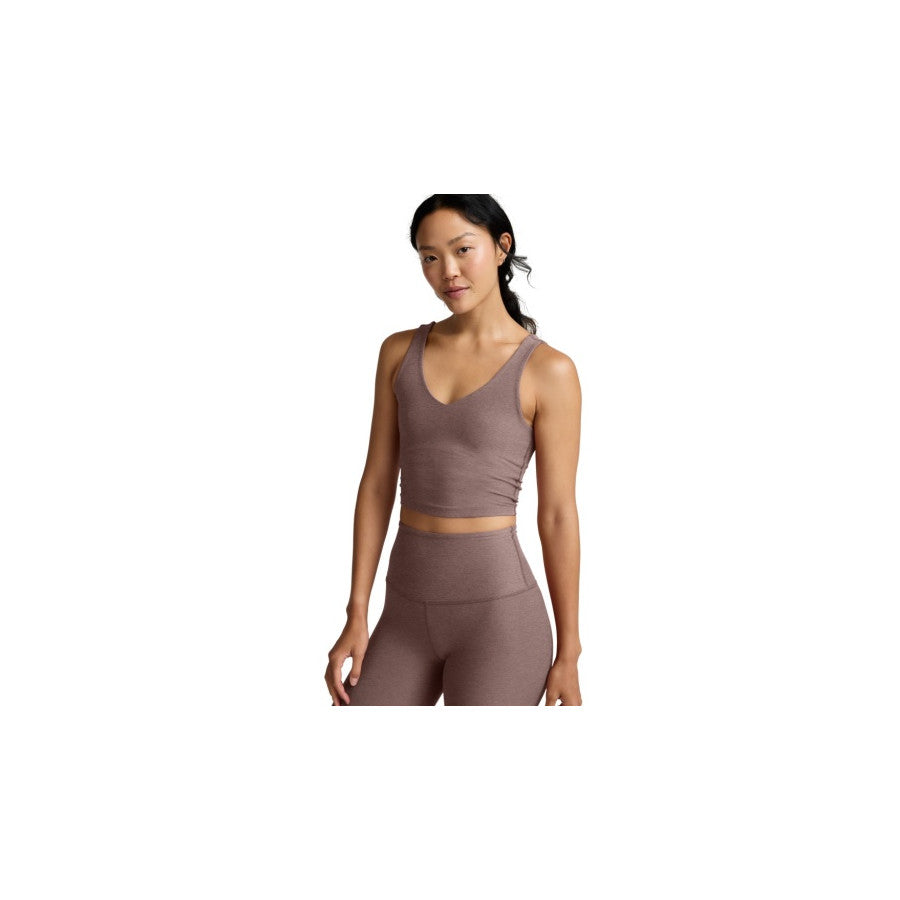 Beyond Yoga By W Spacedye Good Day Cropped Tank Rosey Taupe Heather