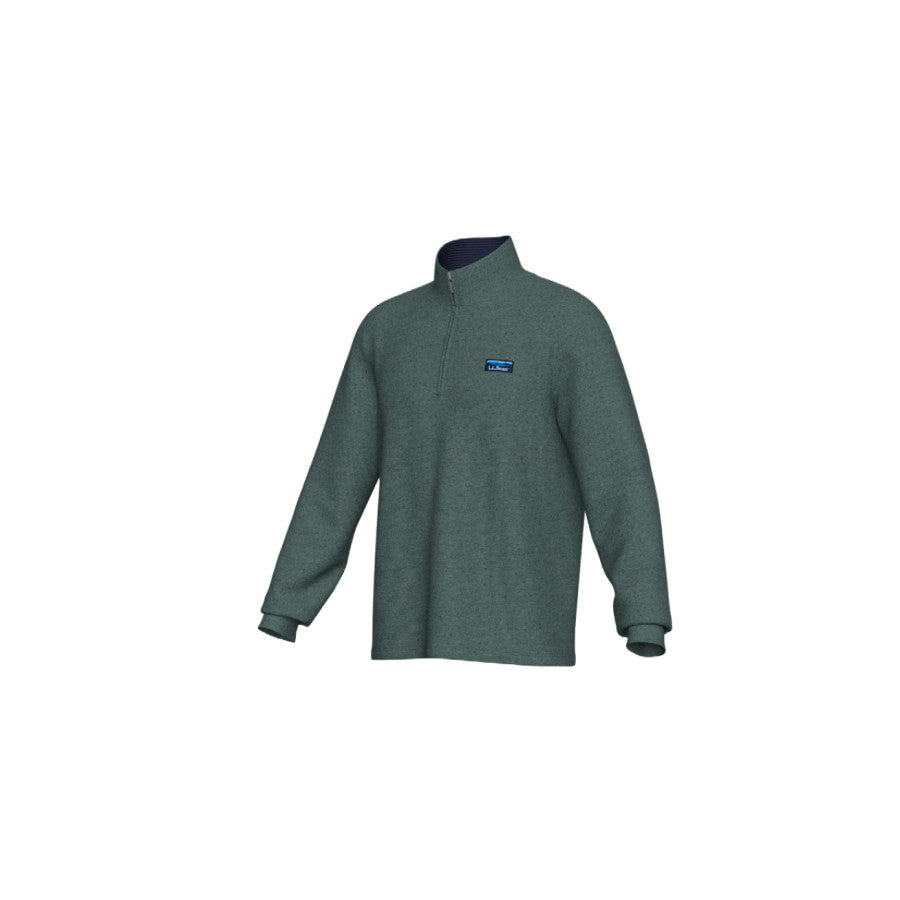 L.l.bean Llb M Lakewashed Double-knit Qz Ls DEEP SEA GREEN HEATHER