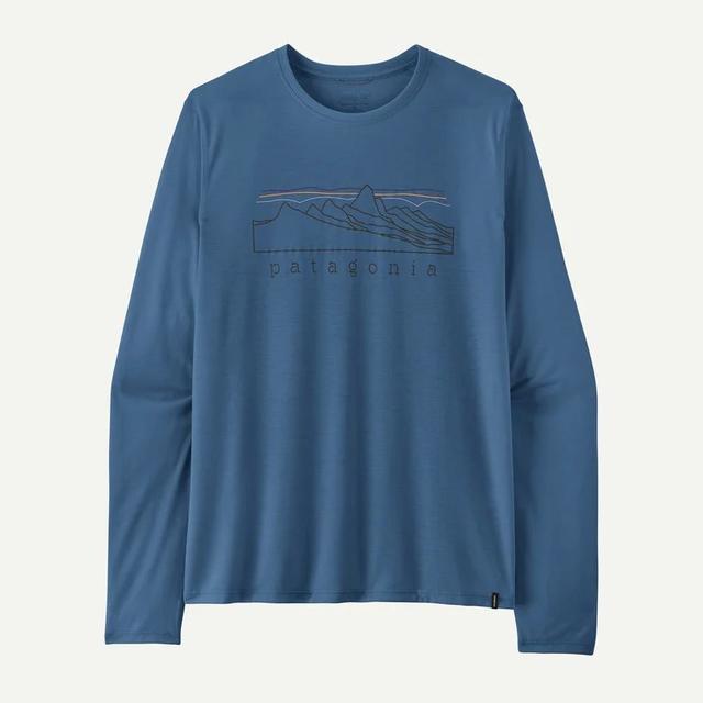 Patagonia Mens Pat M Ls Cap Cool Trail Graphic Shirt Stratapeaks: Aquatic Blue