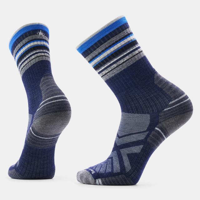 Smartwool Hike Striped Crew Socks Deep Navy