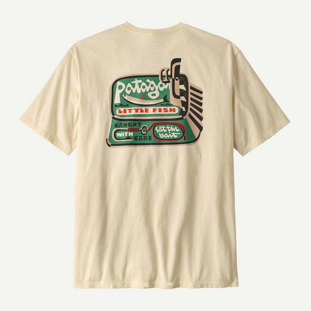 Patagonia Mens Pat M Aquatic Action Organic T-shirt Little Fish: Undyed Natural