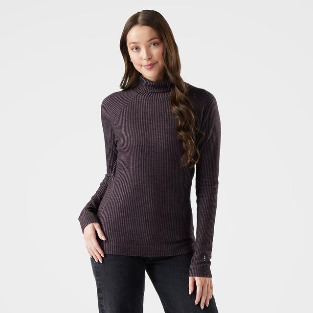 Smartwool Womens Thermal Merino Rib Turtleneck Mink/Chalk Violet Heather