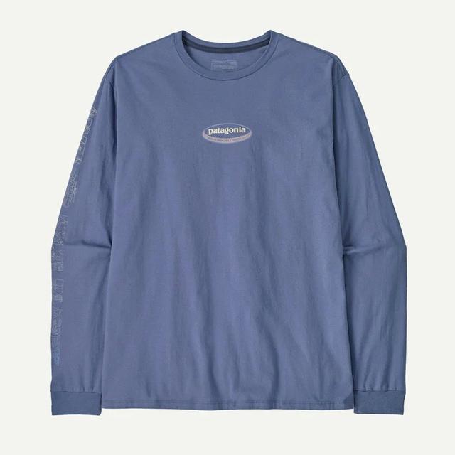 Patagonia Mens Pat M Ls Long Way Round Organic T-shirt Current Blue