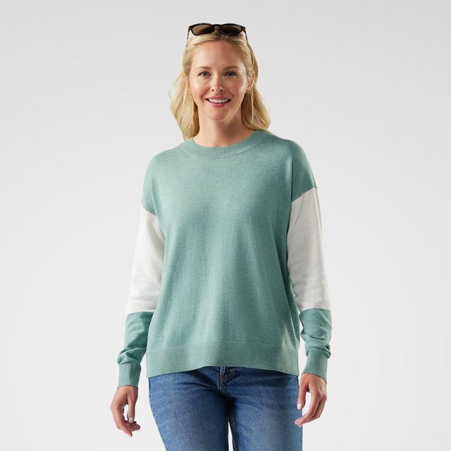 Smartwool Womens Edgewood Colorblock Crew Sweater Arctic Green