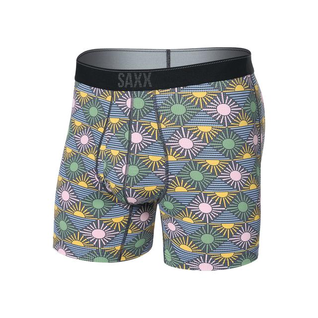 Saxx Quest Quick-dry Mesh Open Fly Boxer Briefs Rise And Shine-Ebony
