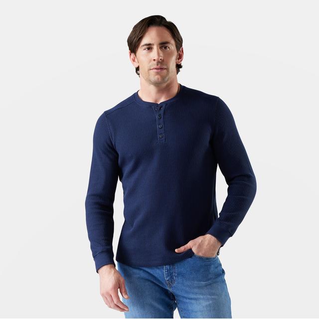 Smartwool Mens Waffle Long Sleeve Henley Deep Navy