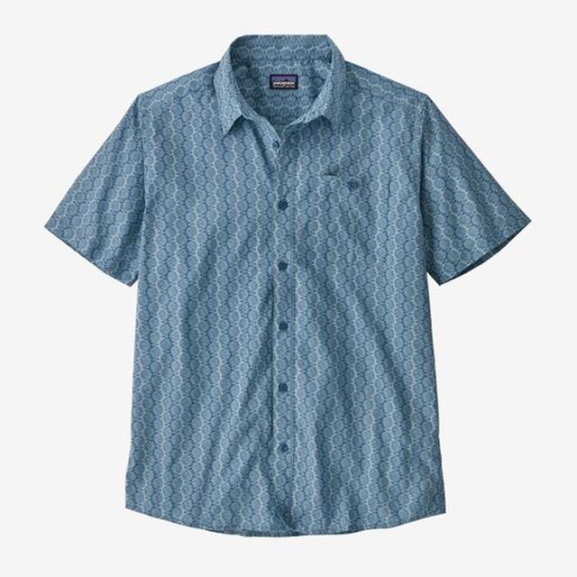 Patagonia Mens Go To Shirt climbing stripe: still blue