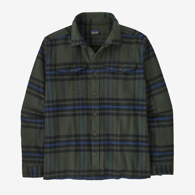 Patagonia Mens Long Sleeve Fjord Flannel Shirt whole weave: old growth green