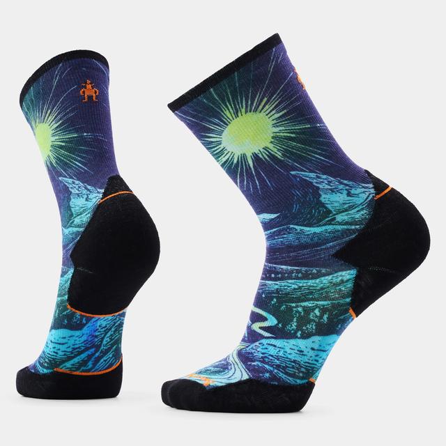 Smartwool Trail Run Treeline Print Crew Socks Deep Navy Deep Navy