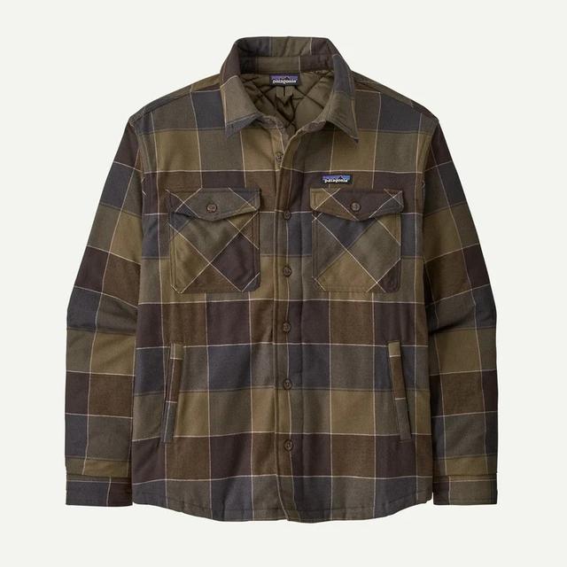 Patagonia Mens Light Weight Insulated Fjord Flannel Shirt snow owl: basin green