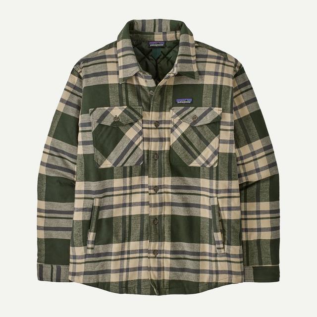 Patagonia Mens Pat M Lw Insulated Fjord Flannel Shirt Ashore: Old Growth Green