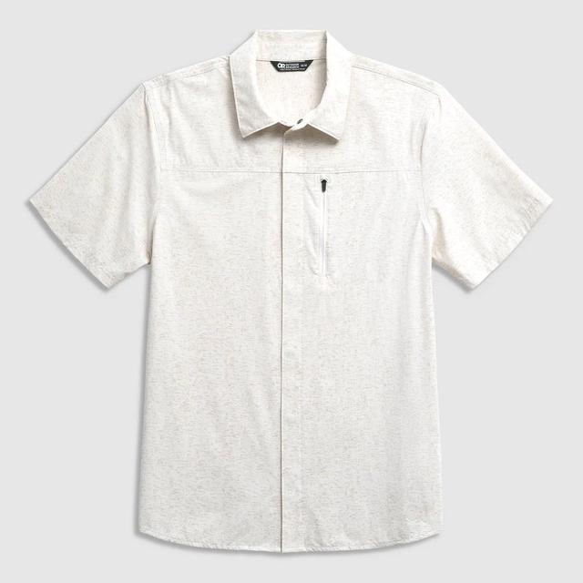 Outdoor Research Astroman Short Sleeve Sun Shirt Oyster Tamarack Print