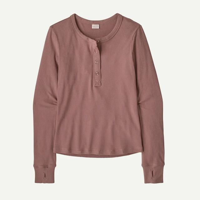 Patagonia Womens Long Sleeve Rib Knit Henley Moonrise Taupe