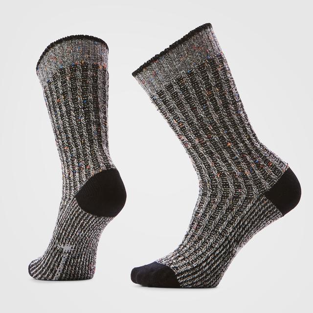 Smartwool Womens Everyday Cozy Waffle Press Crew Socks Black/Multi-Donegal