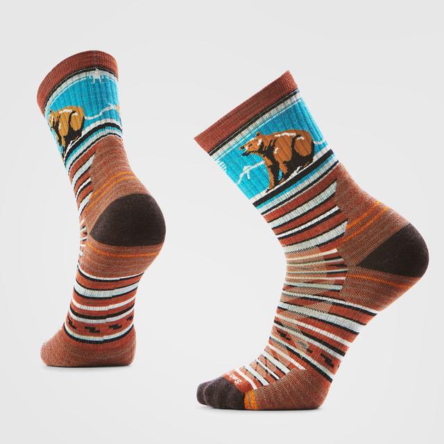 Smartwool Mens Sw M Hike Tc Bear Stripe Mid Crew Socks Picante