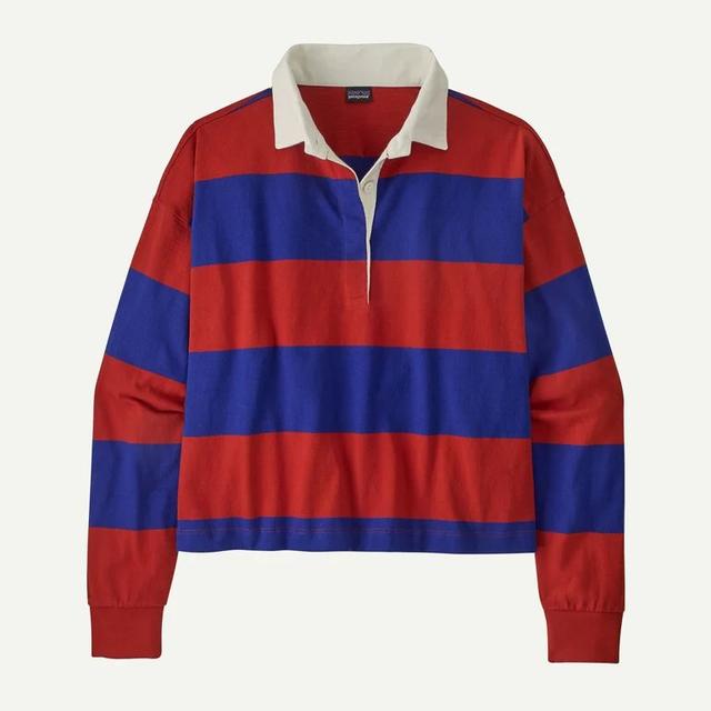 Patagonia Pat W Ls Rugby Shirt Wide Stripe: Cobalt Blue