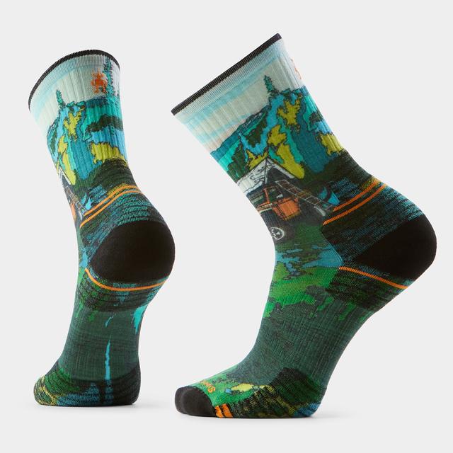 Smartwool Mens Sw M Hike Tc Trail Trekker Print Crew Socks Winter Moss