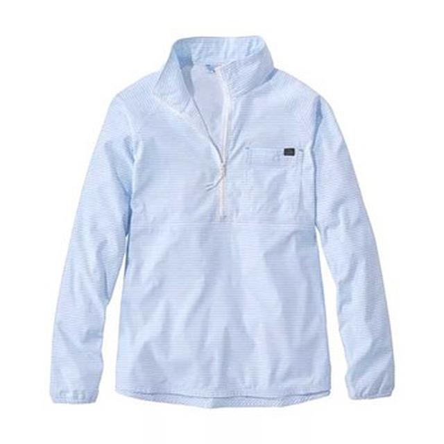 L.L. Bean Womens Everyday Sunsmart Woven Shirt 14 Zip Color Block Regular Lake Stripe