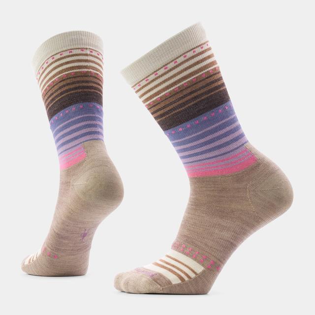 Smartwool Unisex Everyday Stitch Stripe Crew Socks Fossil - Chestnut