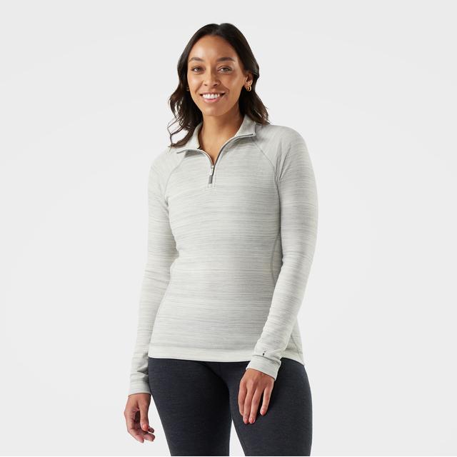 Smartwool Womens Merino Classic Thermal Baselayer Quarter Zip Light Gray Color hift / S