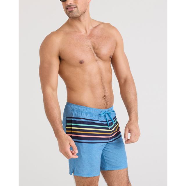 Saxx Oh Buoy 2n1 Swim Shorts Bold Stripe-Lake Blue