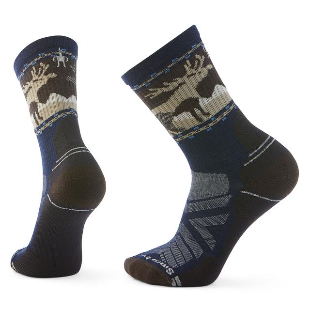 Smartwool Sw M Hike Lc Mountain Moose Crew Socks Deep Navy