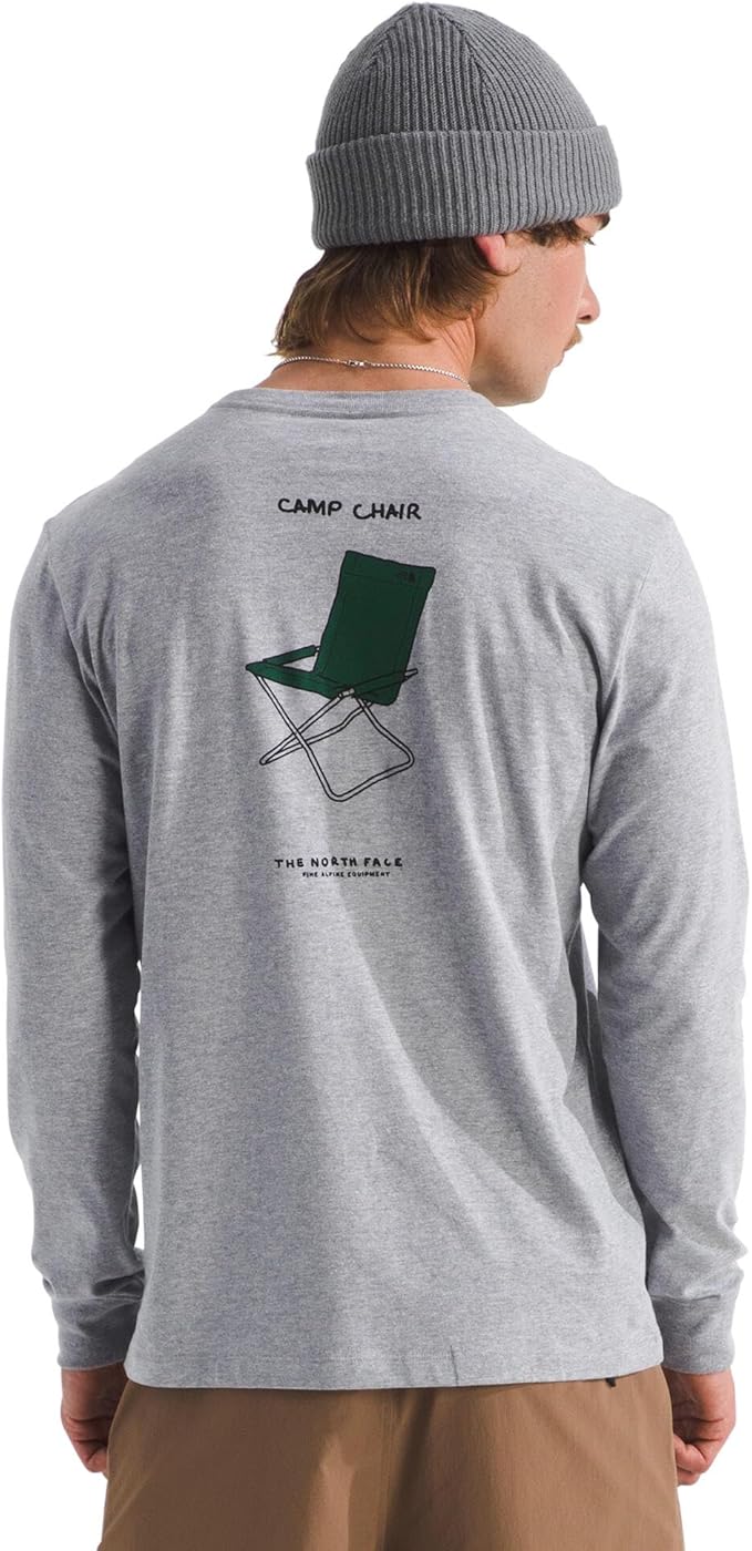 The North Face Mens Evolution Sketch Logo Long Sleeve Graphic Tee TNF Pale Grey Heather
