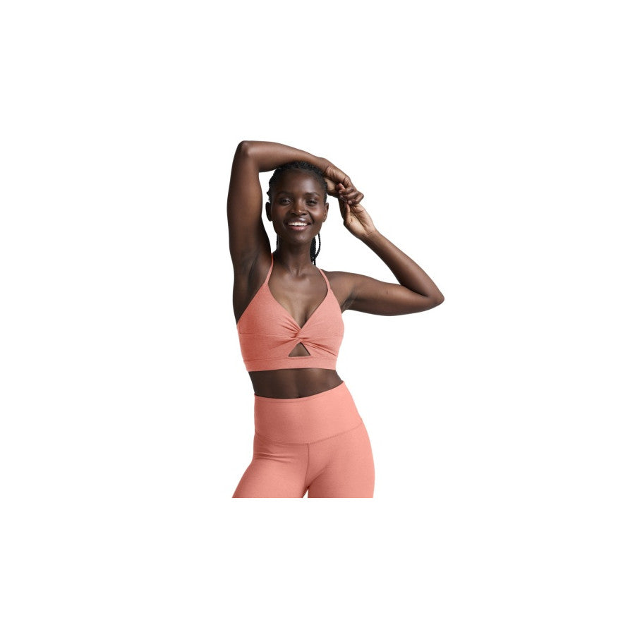 Beyond Yoga By W Twist Front Strappy Bra Dreamsicle Heather
