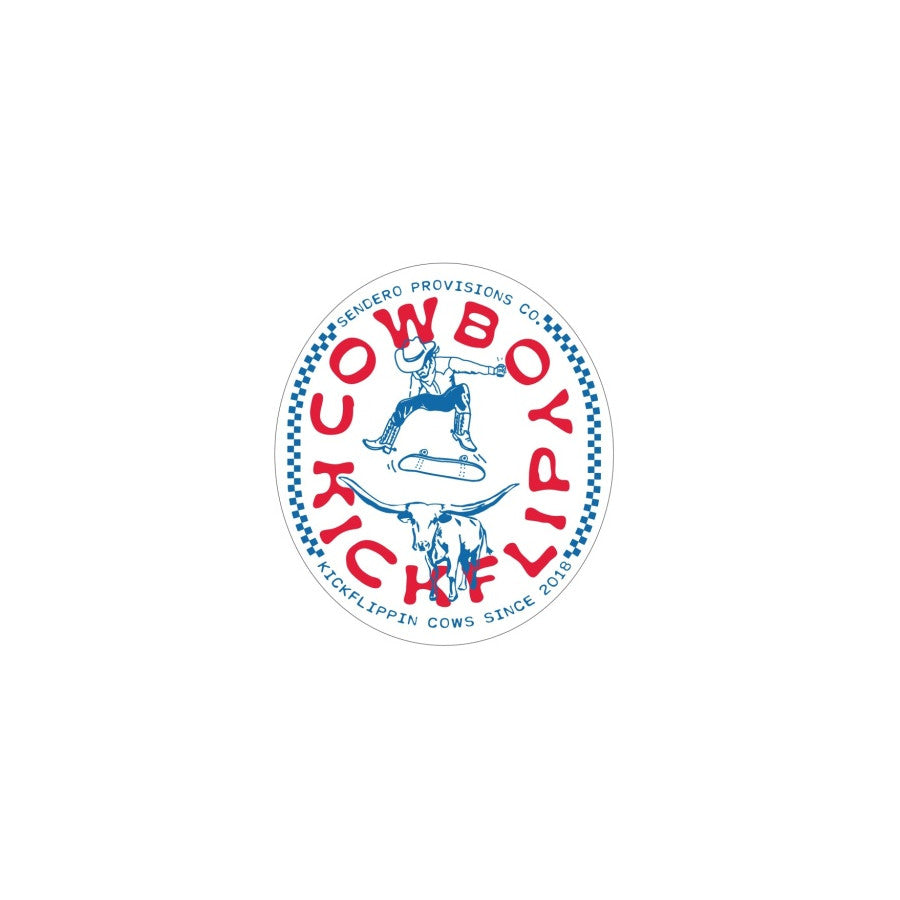 Sendero Provisions Co. Cowboy Kickflip Sticker WHITE