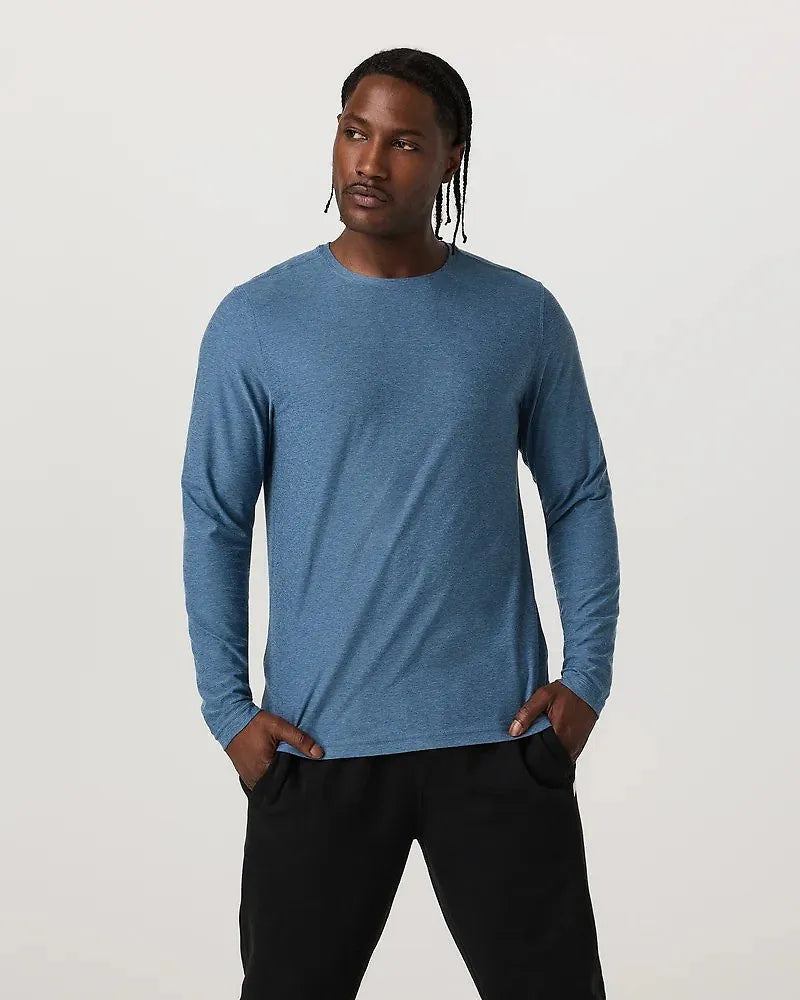 Vuori Mens Long Sleeve Strato Tech Tee Pool Blue Heather