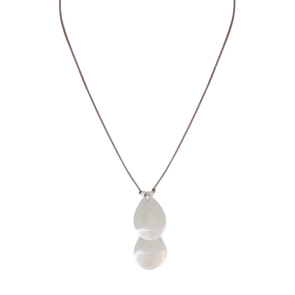 Bronwen Jewelry Pool Drop Necklace Taupe / Silver
