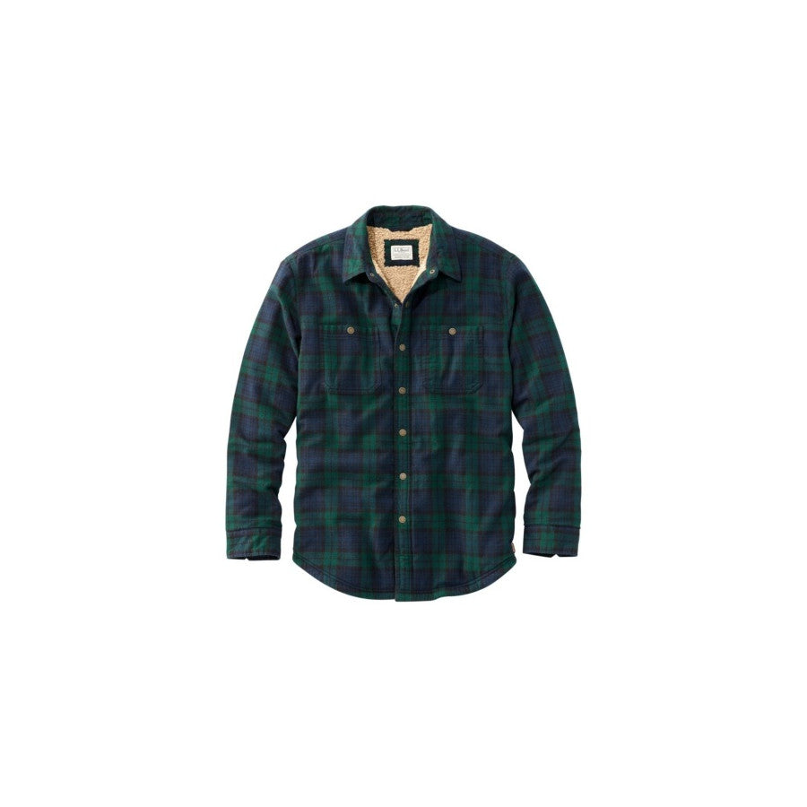 L.l.bean Llb M Sherpa Lined Scotch Plaid Shirt Ls Black Watch