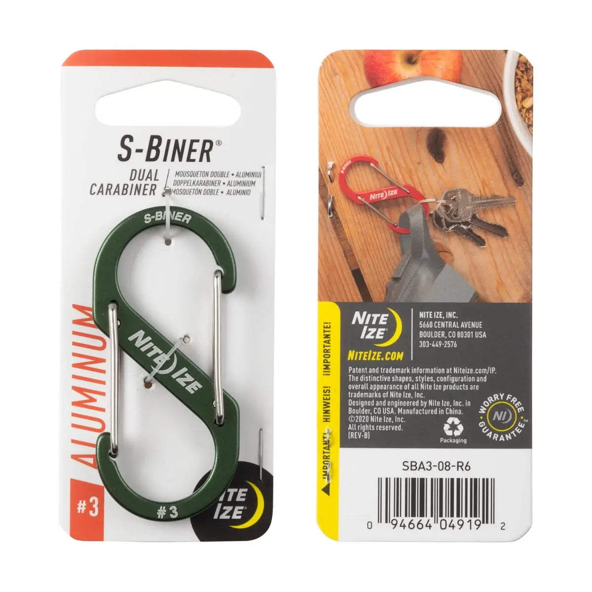 Nite Ize S-Biner Aluminum Dual Carabiner Olive