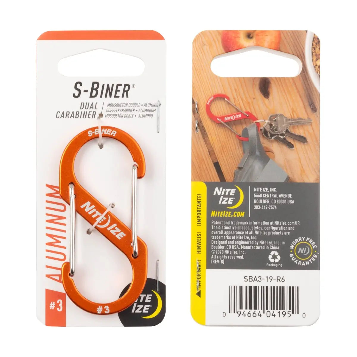 Nite Ize S-Biner Aluminum Dual Carabiner Orange