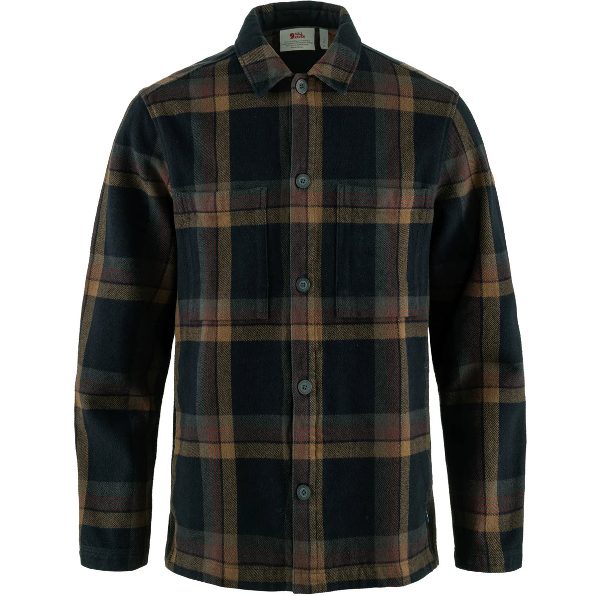 Fjallraven Mens Singi Flannel Overshirt Dark Navy/Wood Brown