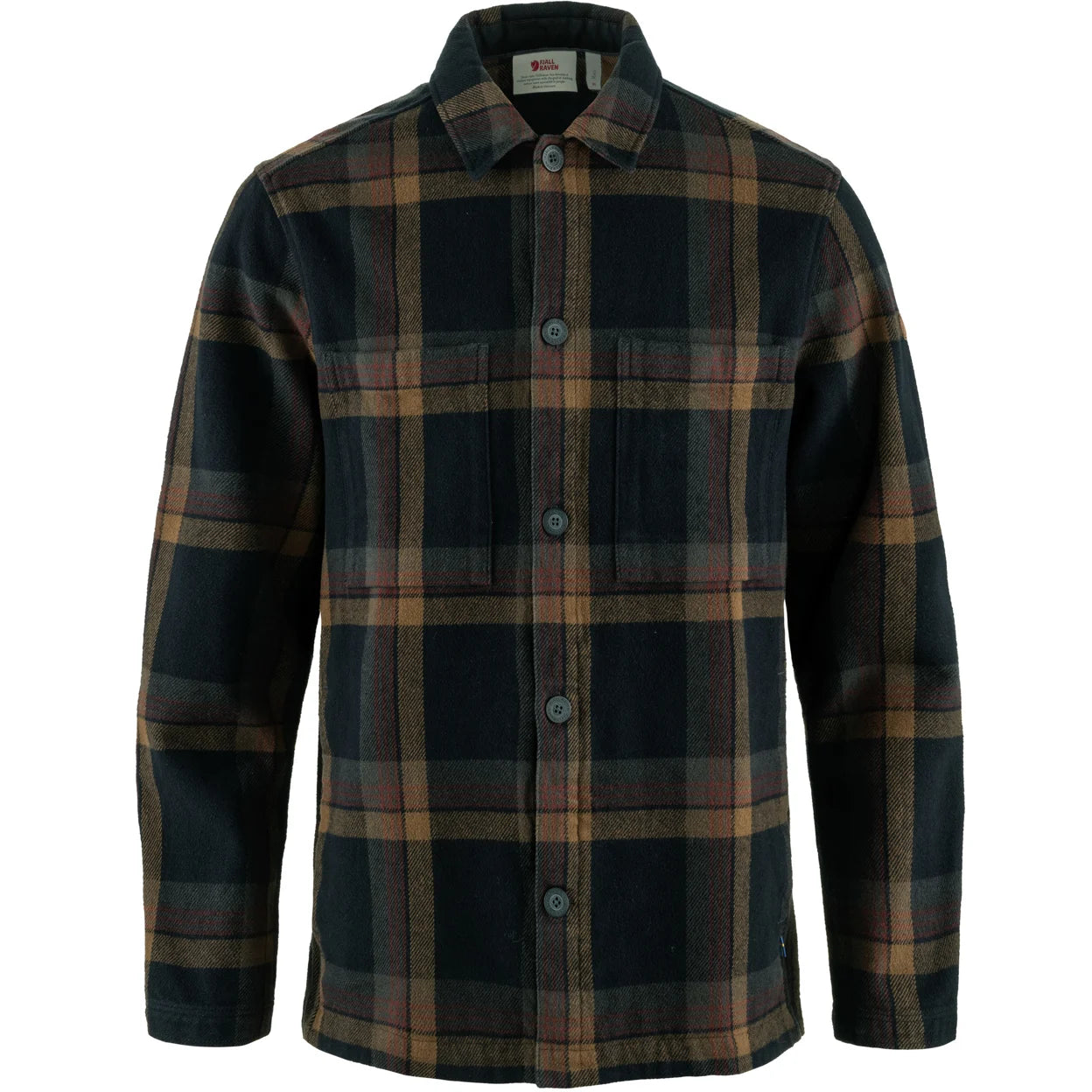 Fjallraven Mens Singi Flannel Overshirt Dark Navy/Wood Brown