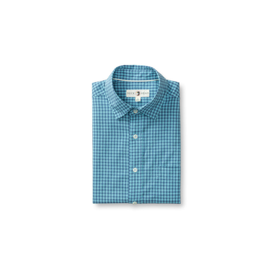 Duck Head Ss Cotton Slub Sport Shirt Alcove Gingham BLUE HORIZON (172)